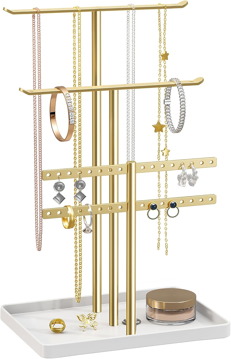 Organiz. colgador joyas oro 12.5" para 80 pzas