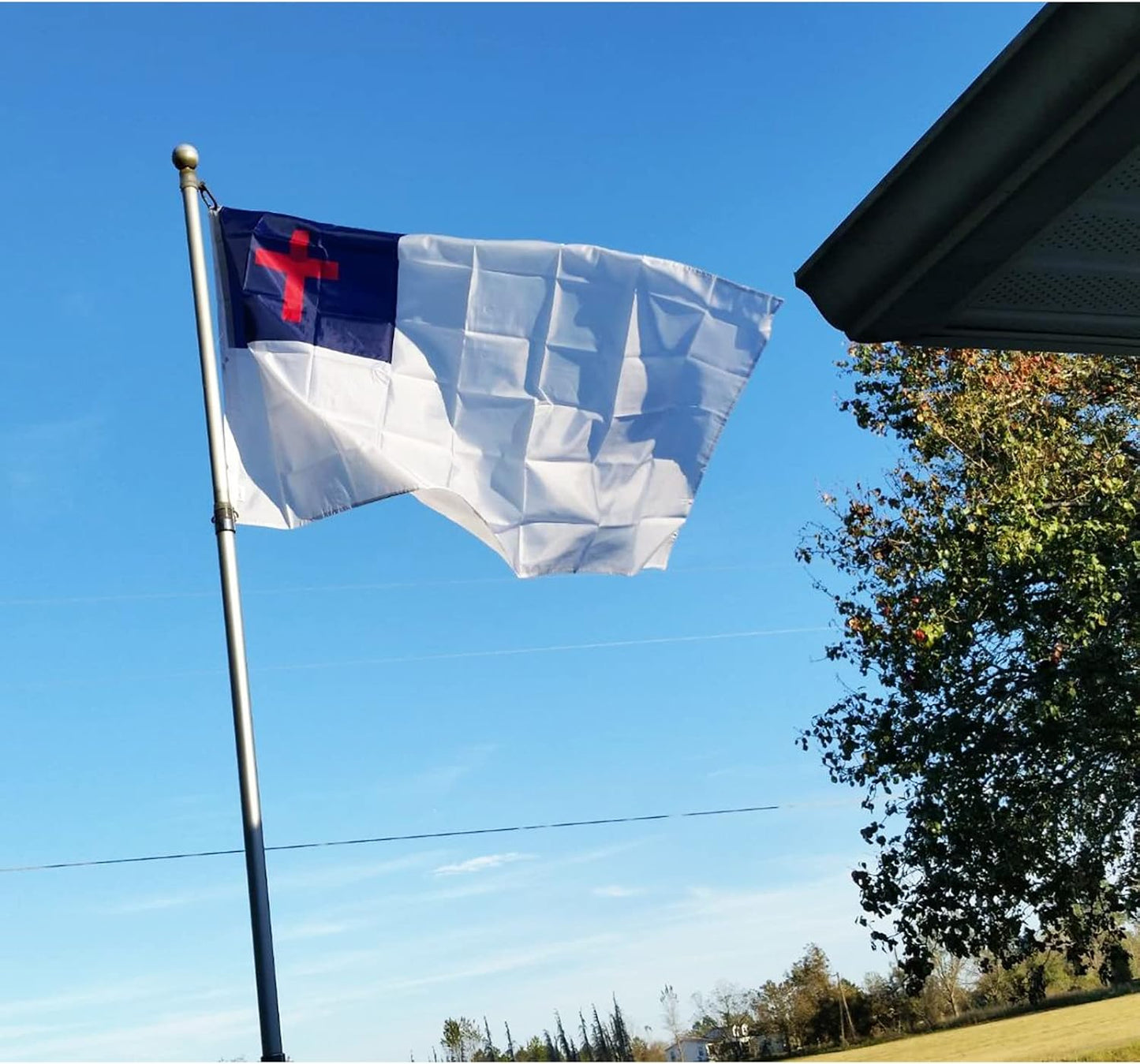 Bandera cristiana 4x6ft poliéster 210D para exteriores