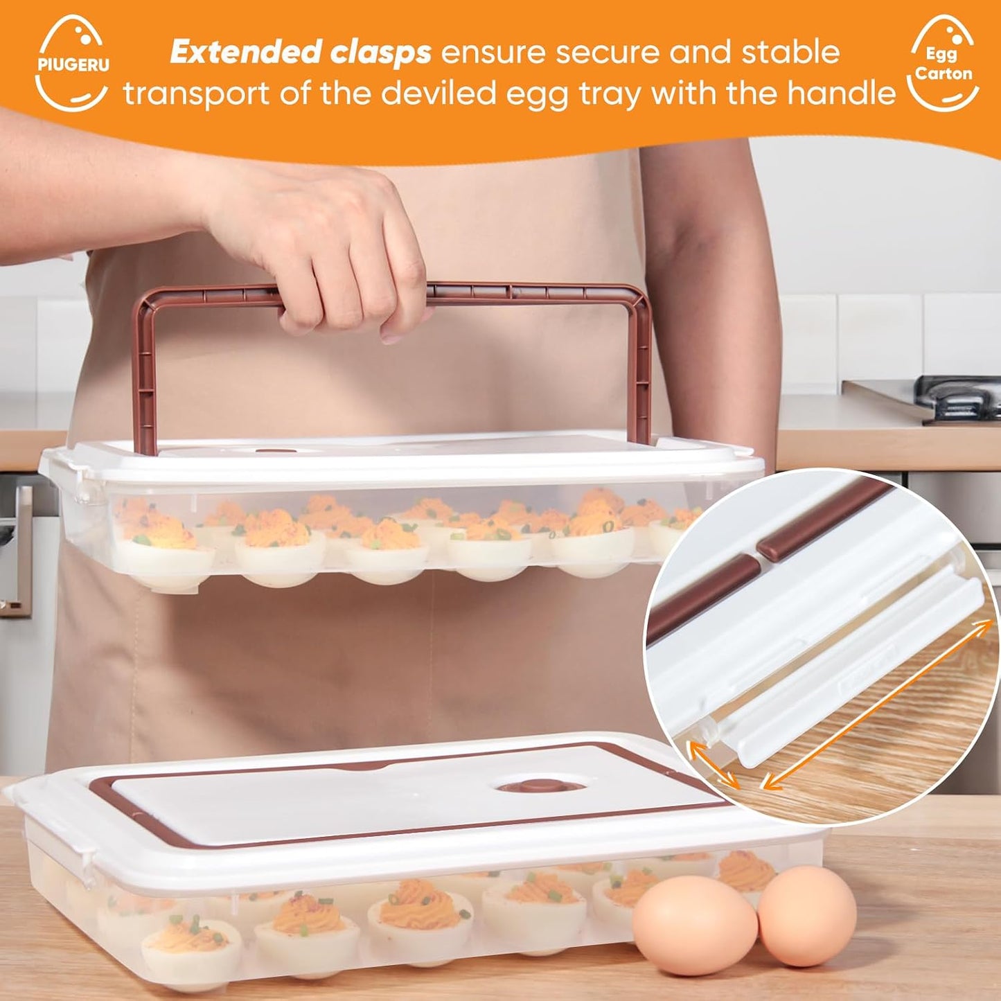 Recipientes huevos 2 bandejas plástico 48 huevos transparente