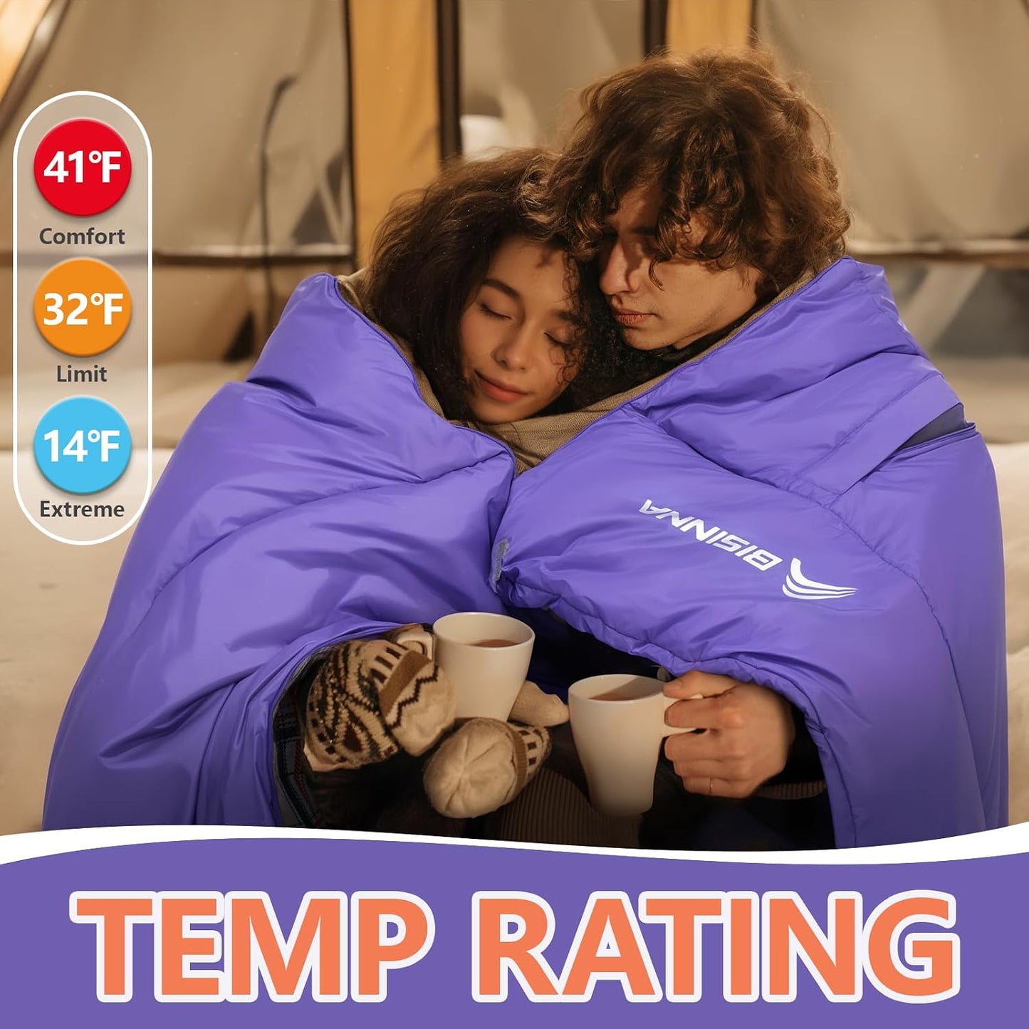 Saco dormir franela XXL 90.55x39.37pulg 3 estaciones