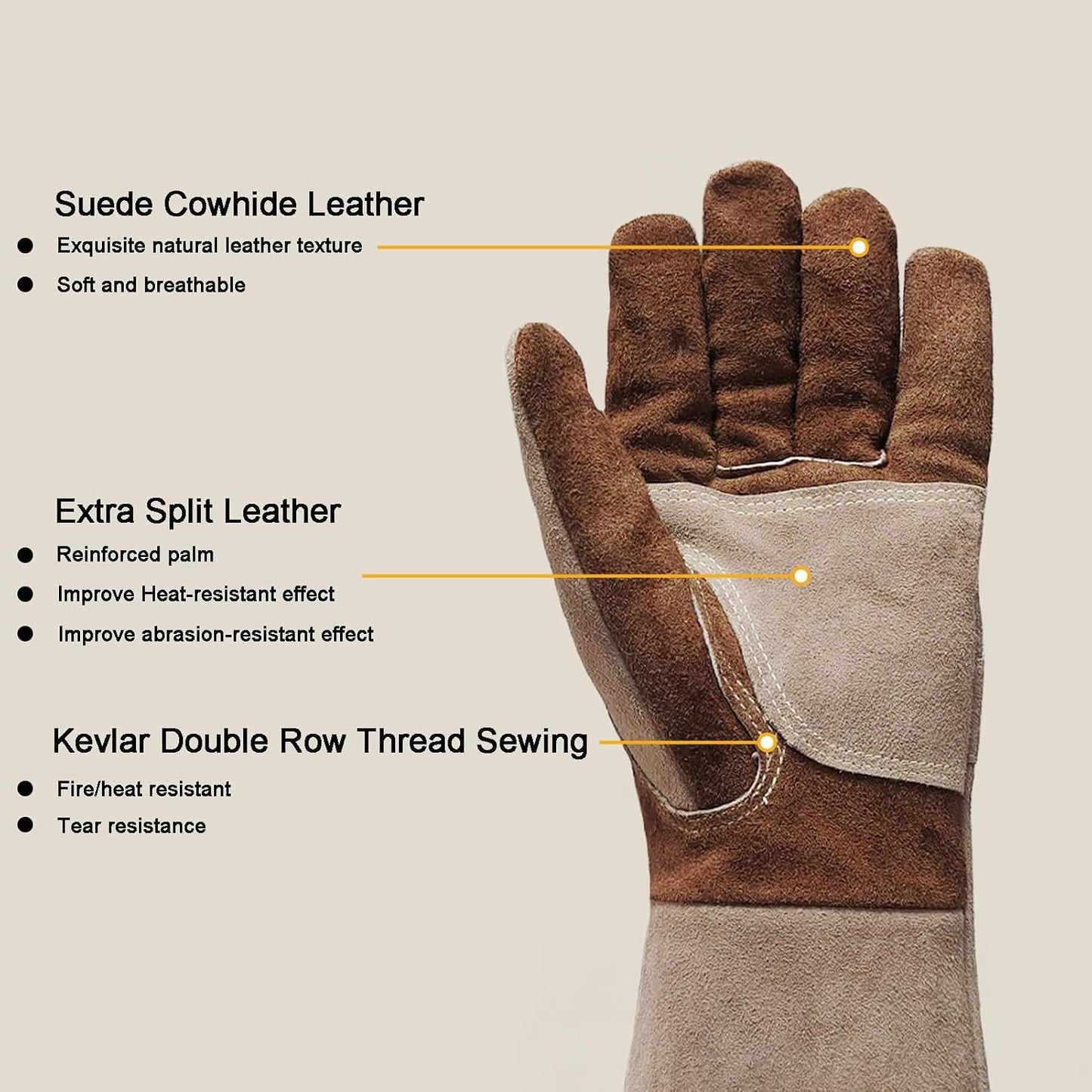 Guantes soldadura varilla cuero para jardinería patio cocina