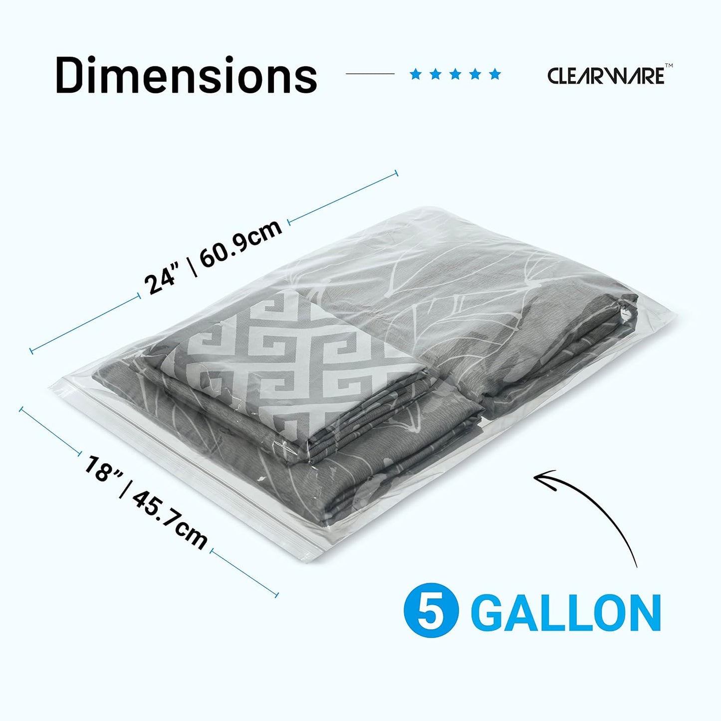 50 Bolsas Almacenamiento 5gal 18x24" Plástico Reutilizables