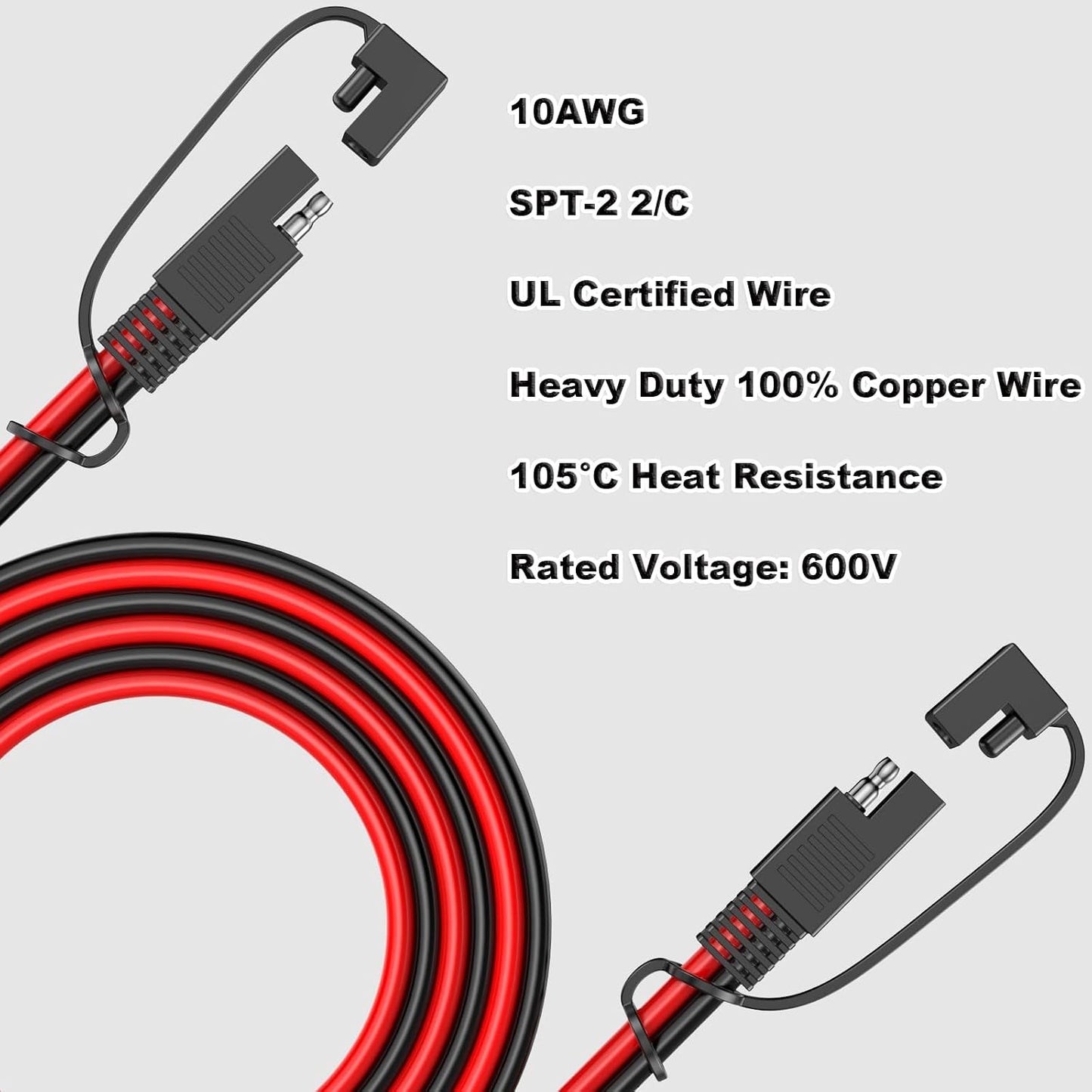 Cable extensión SAE 10AWG 15ft con adaptador inverso