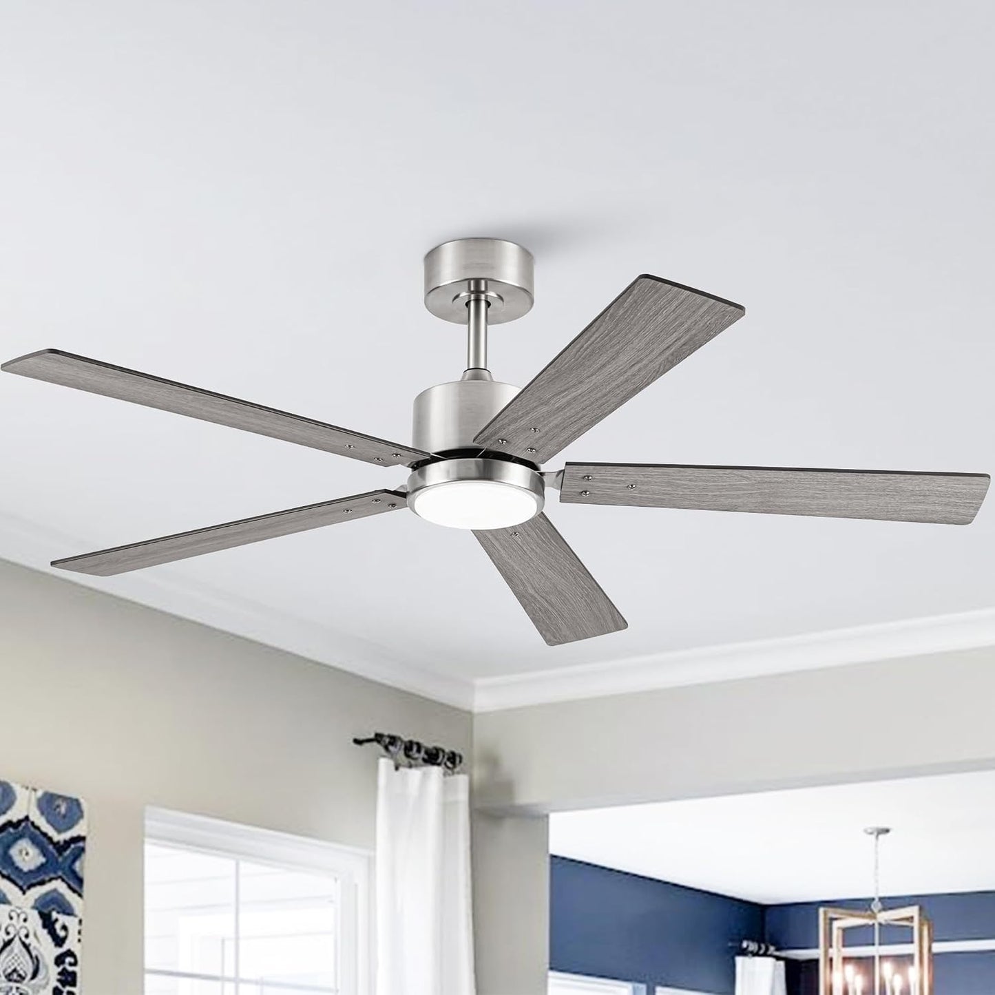 Ventilador techo moderno 52pulg DC negro con luz control