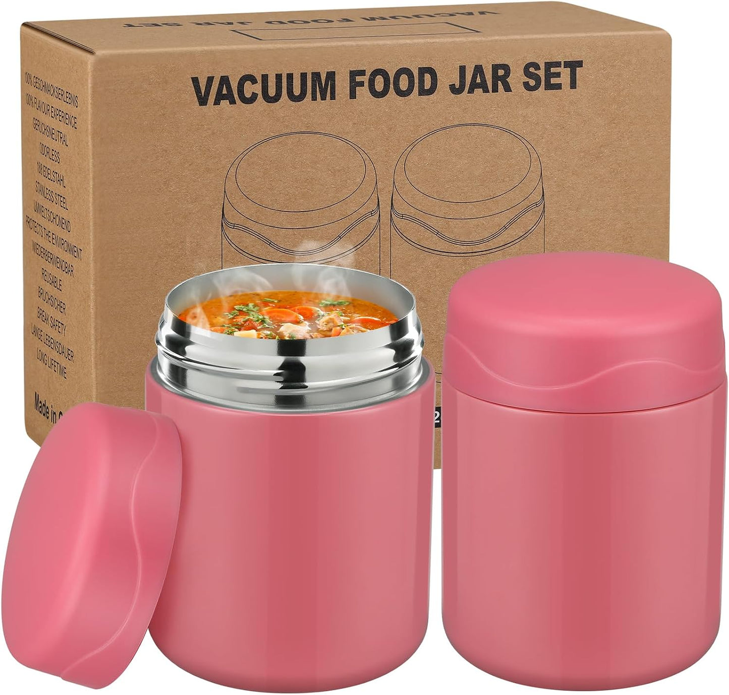 2 Pzas Contenedor Almuerzo Acero Inox 12oz para Niños