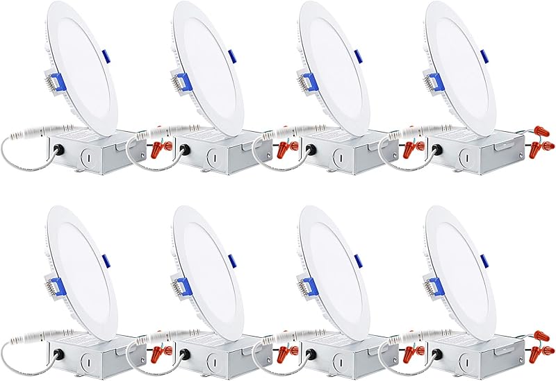 8 Luces LED empotrables 12W 6pulg 2700K blanco suave