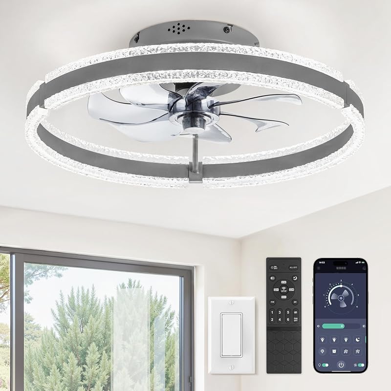 Ventilador techo bajo 20" con luz y control remoto