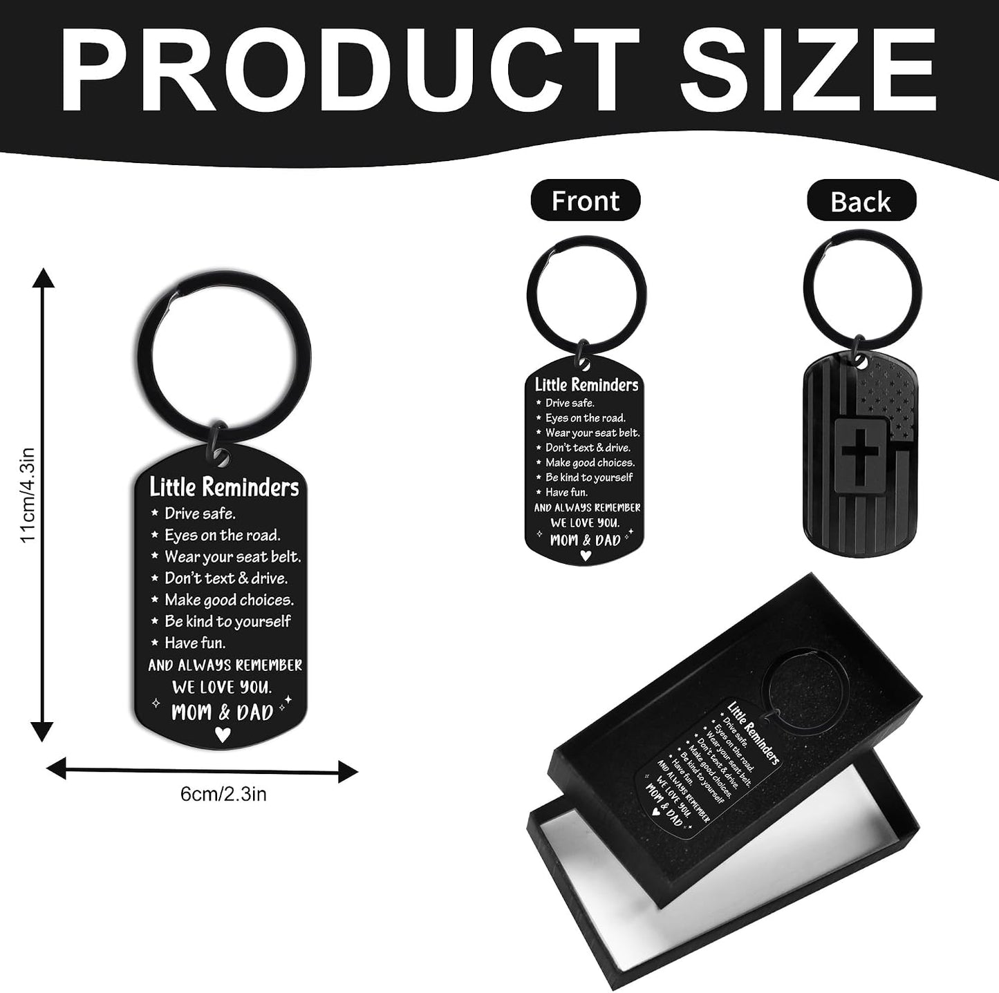 Llavero estilo placa de perro negro para hombres y niños