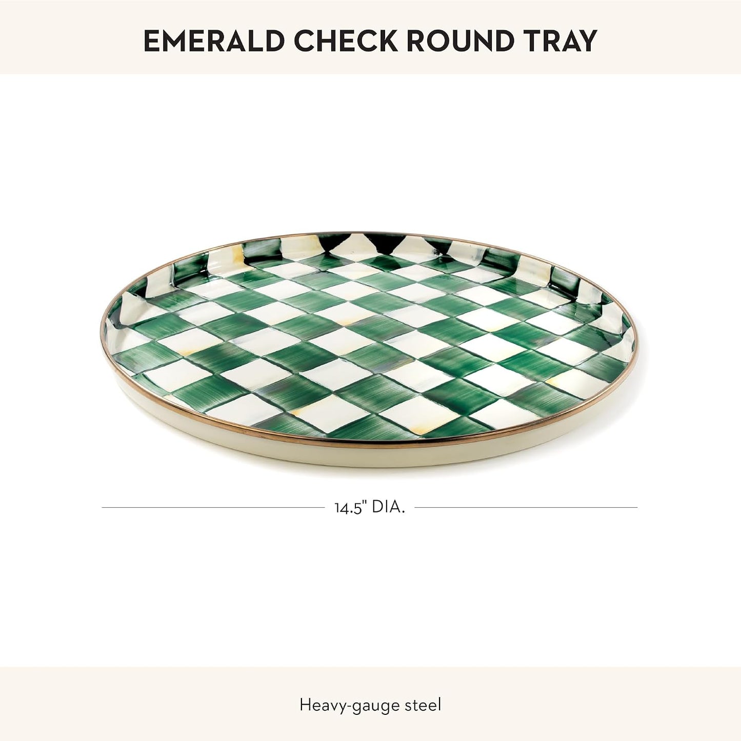 Bandeja redonda esmalte plato servir verde cuadros