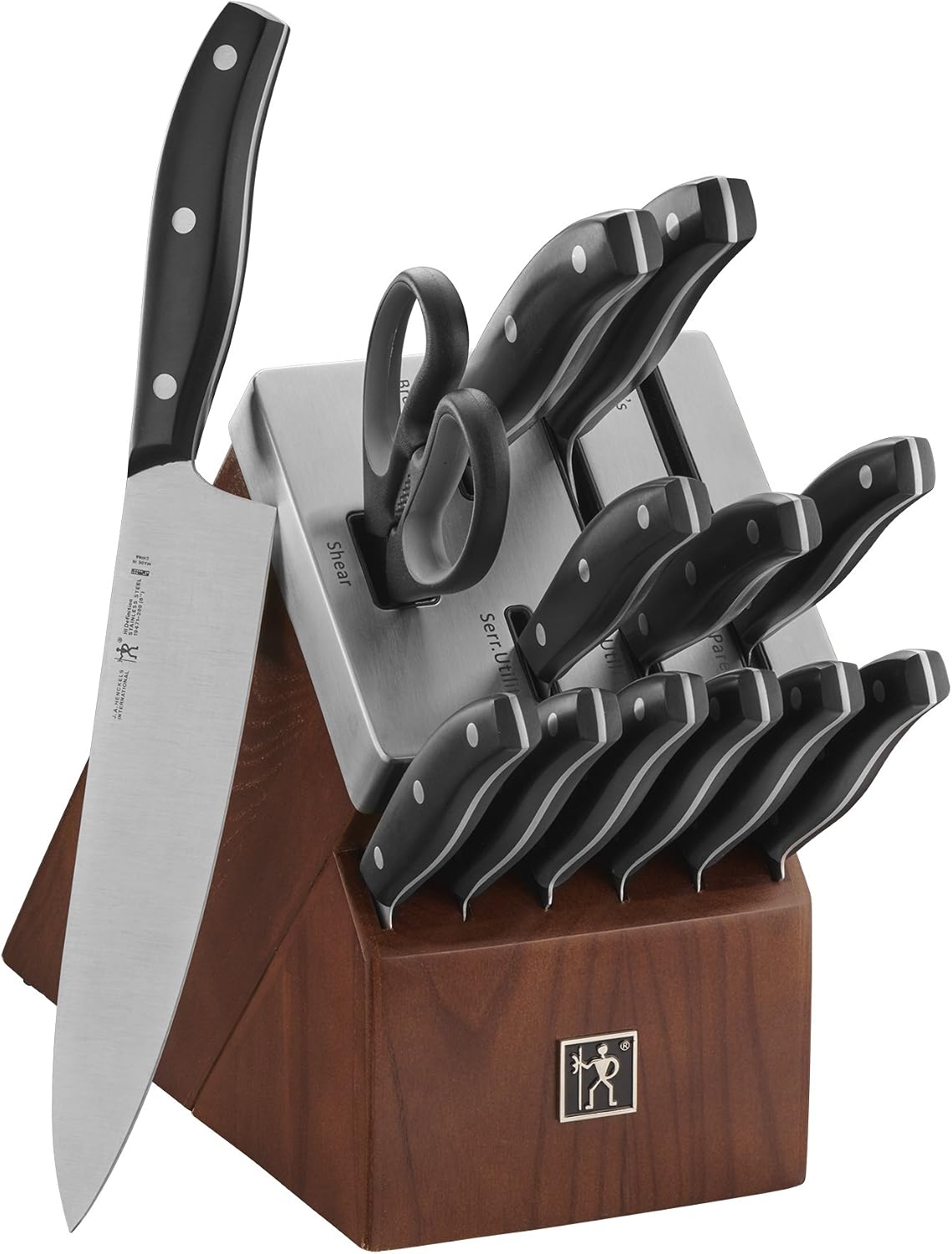 Set 14 Cuchillos Autoafilables Chef Acero Inox Negro