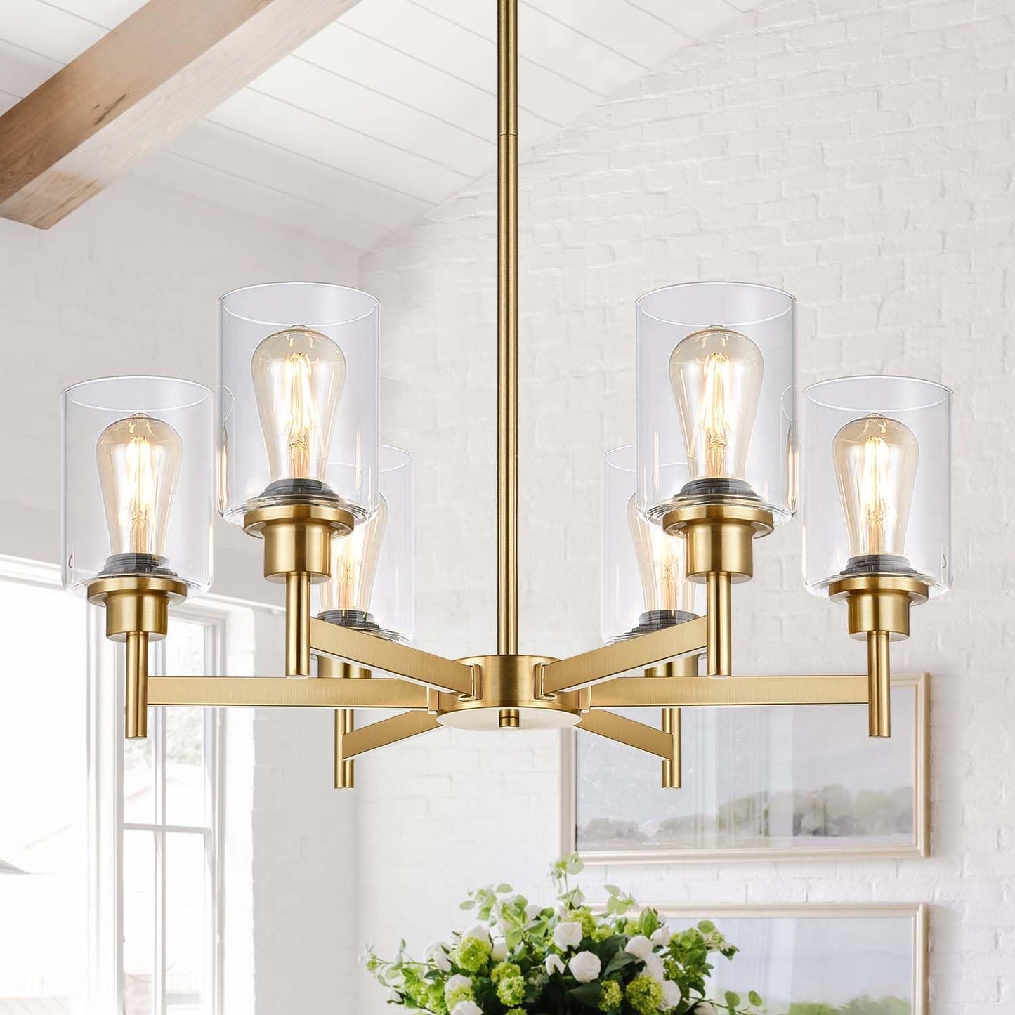 Candelabro Oro Cepillado 6 Luces Mesa Comedor