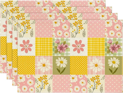 Set 4 manteles primavera verano 12x18pulg lunares