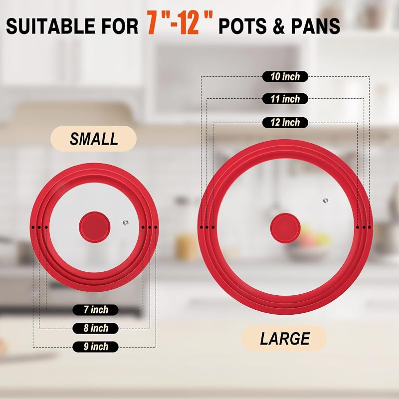 Tapas universales ollas 7-12pulg vidrio silicona