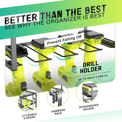 Organiz. herramientas eléctricas acero 3 niveles negro mate