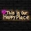 Letrero neón corazón rosa texto this is our happy place
