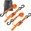 Correas amarre 1" x8ft con hebilla ganchos naranja pack 2