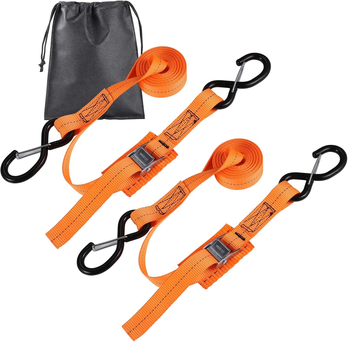 Correas amarre 1" x8ft con hebilla ganchos naranja pack 2