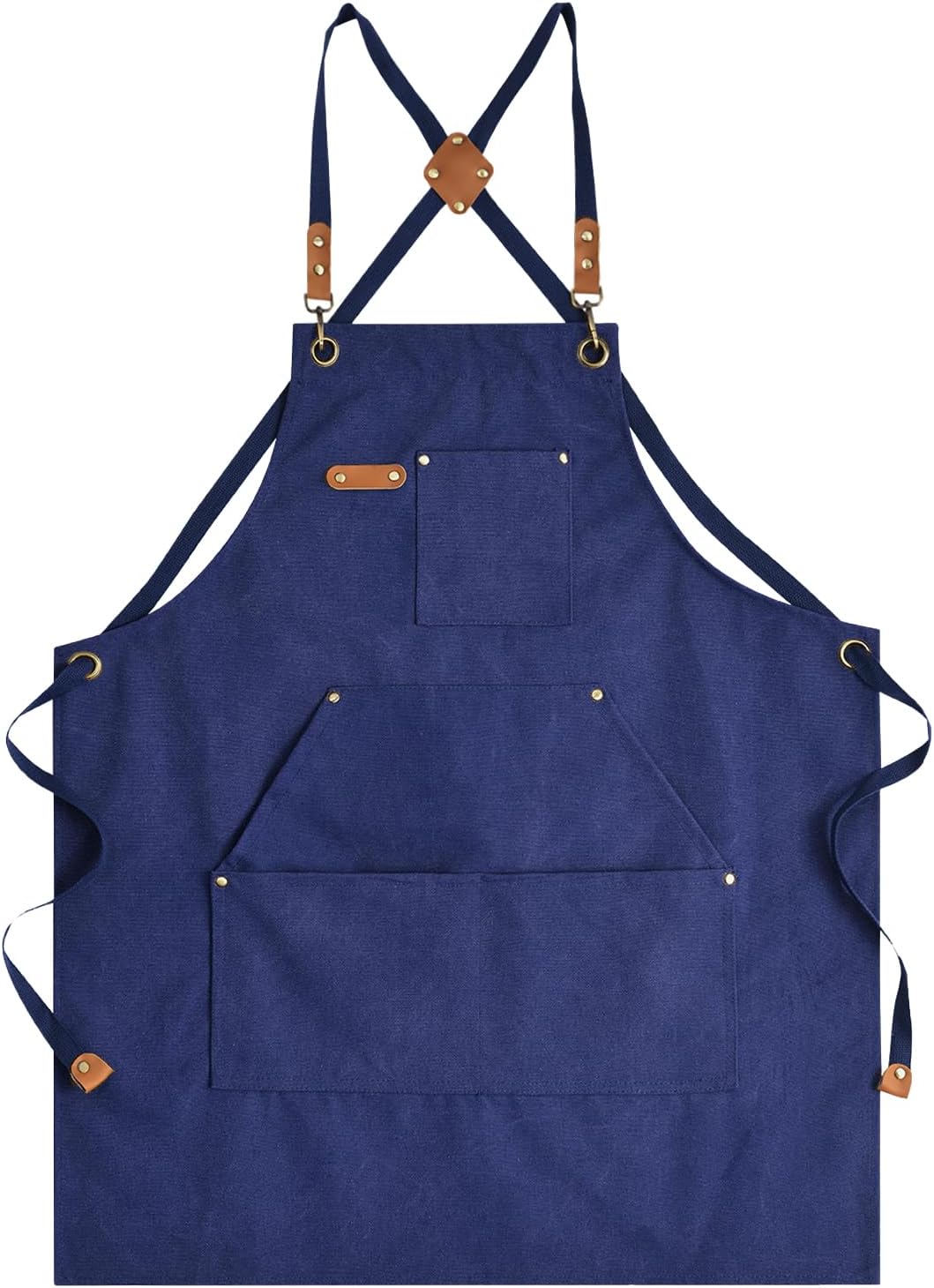 Delantal lona hombre chef con bolsillos 16oz cruzado cocina