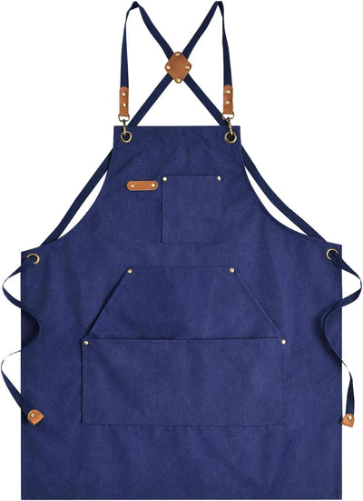 Delantal lona hombre chef con bolsillos 16oz cruzado cocina