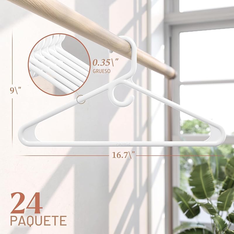 Perchas plástico duradero para abrigos trajes 24 pzas blanco