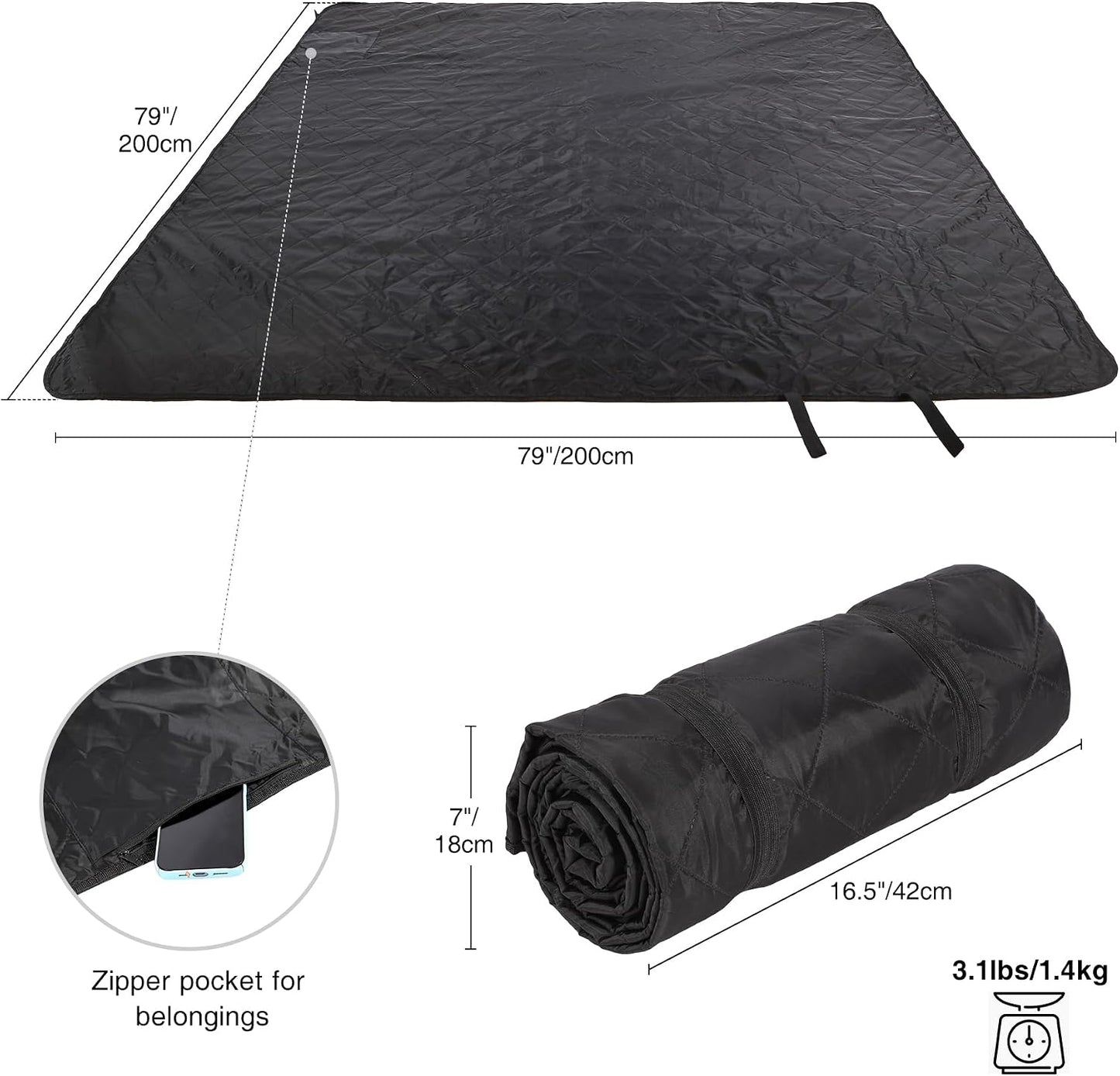 Manta impermeable extra grande para estadio y acampar 79x79
