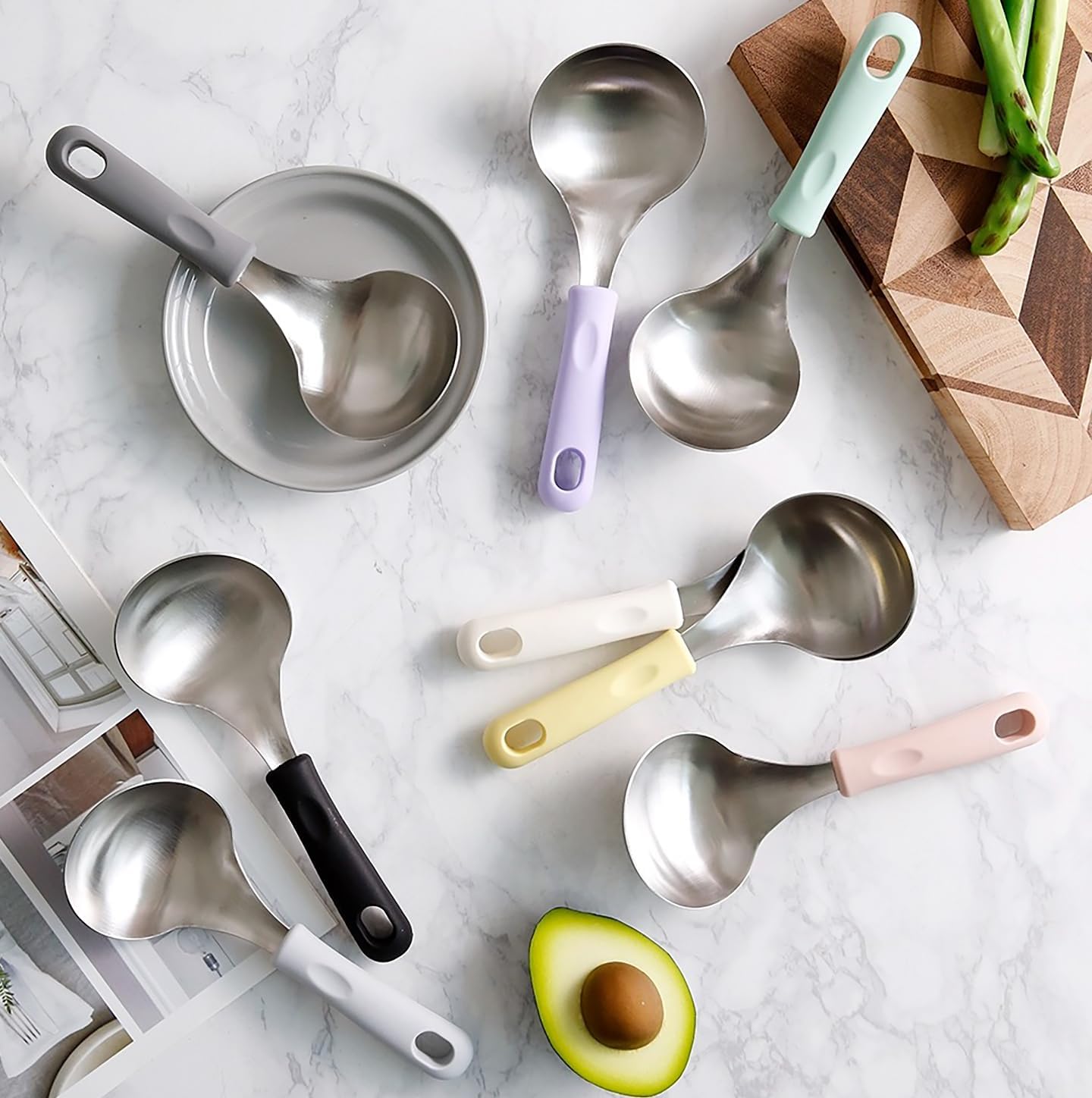 Cuchara Mukbang acero inox mango silicona negro