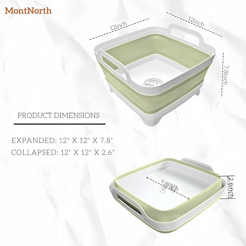 Lavabo plegable 9L con tapón drenaje cocina campamento verde
