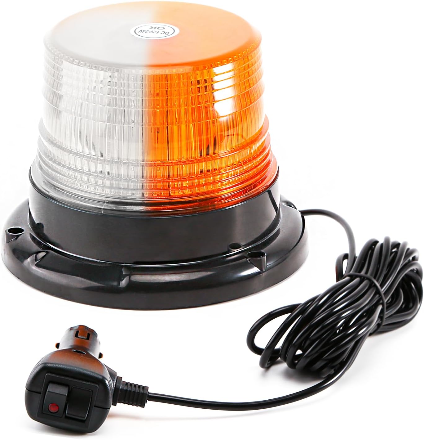Luz baliza LED ámbar/blanca 12-24V con base magnética
