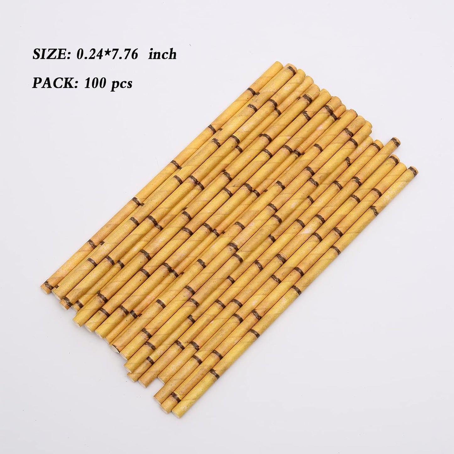 100 Pajitas Bambú Verde Biodegradables 2 Colores para Beber