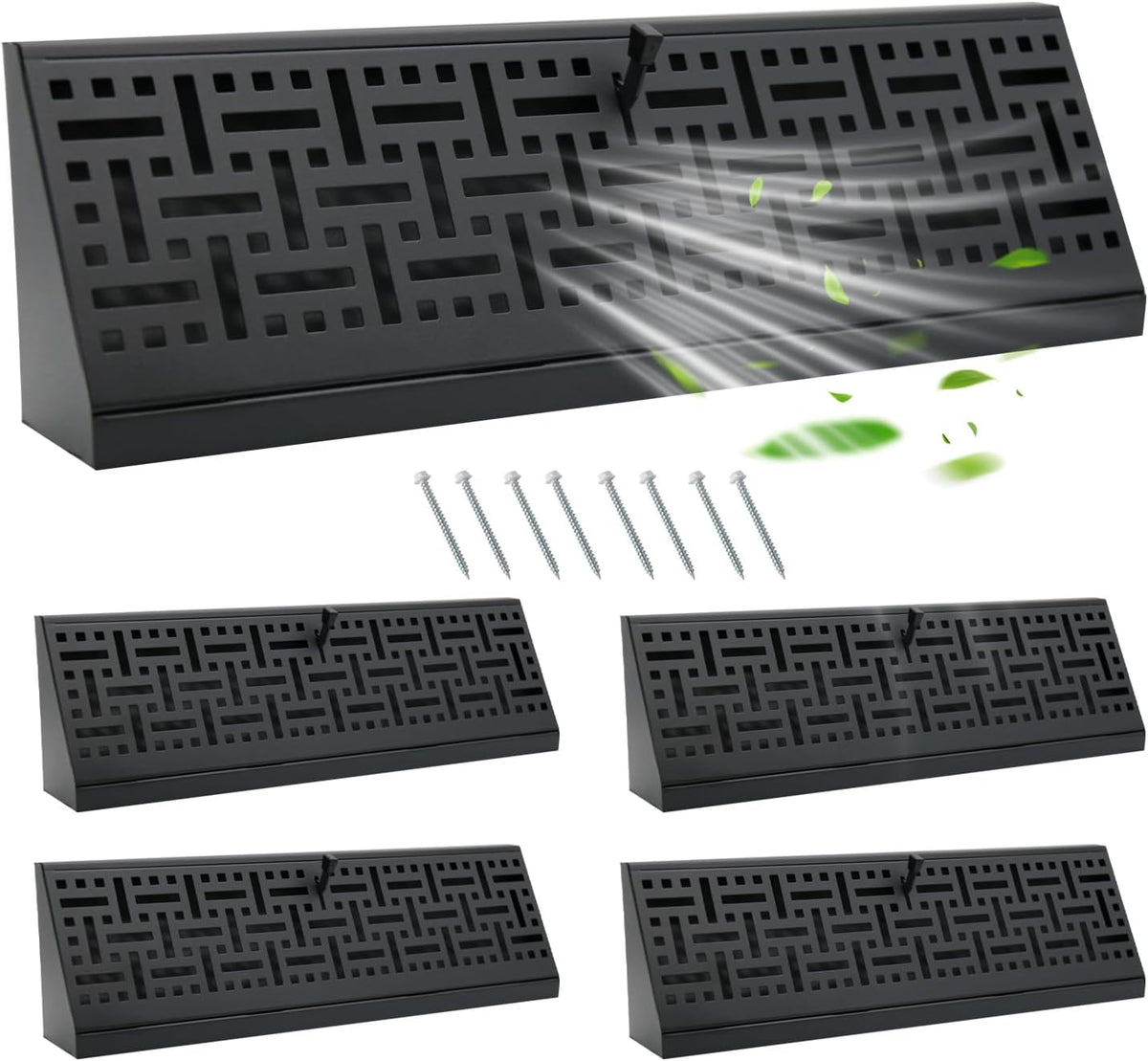 4 Rejillas Ventilación Suelo 18pulg Negro Difusor