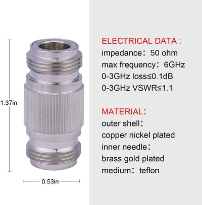 Conector N-hembra doble adaptador coaxial RF