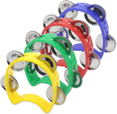 Pack 4 Panderetas Plástico con 4 Cascabeles 4 Colores