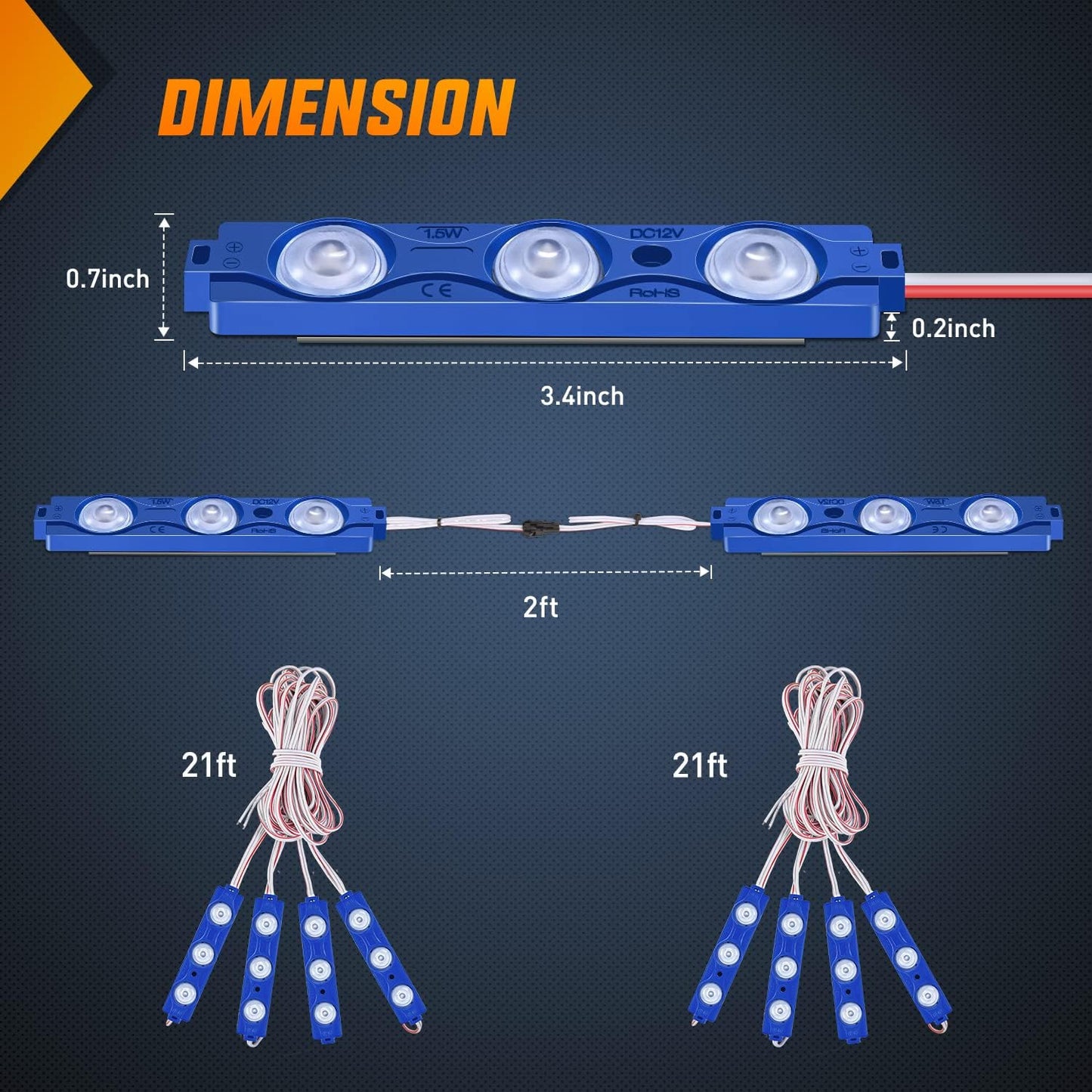 Set 8 luces LED azul para camioneta con interruptor