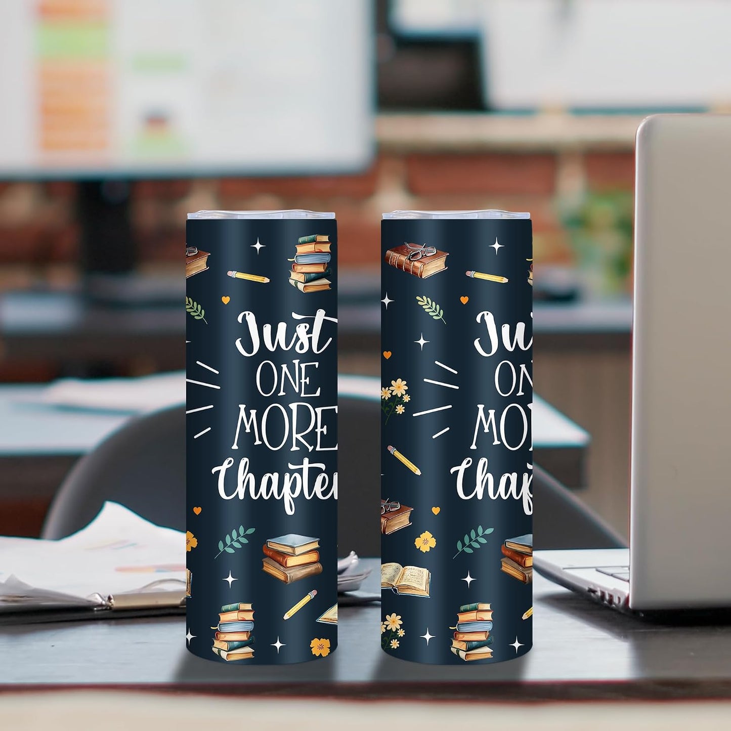 Vaso 20oz regalo lectores con texto 'just one more chapter'