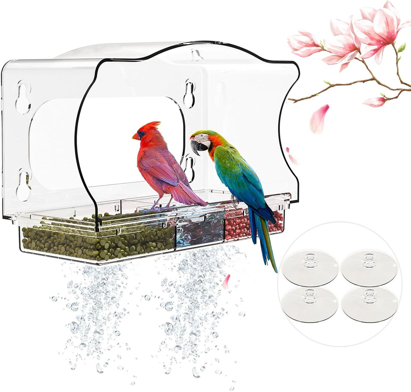Caja comederos pájaros 10x6" 3 compartimentos