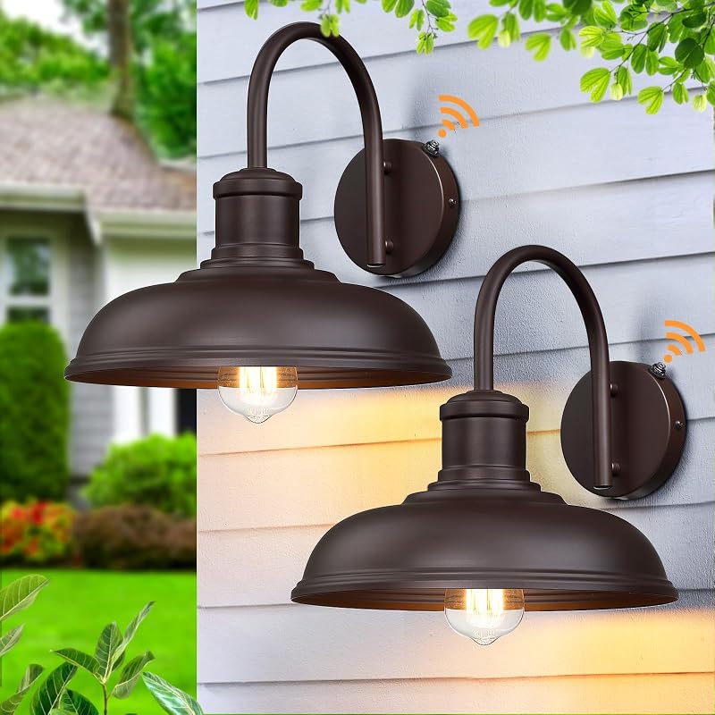 Luz granero gooseneck exterior 12" pack 2 marrón