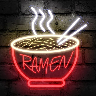 Letrero neón ramen 3D LED 11.81x12.4pulg para pared