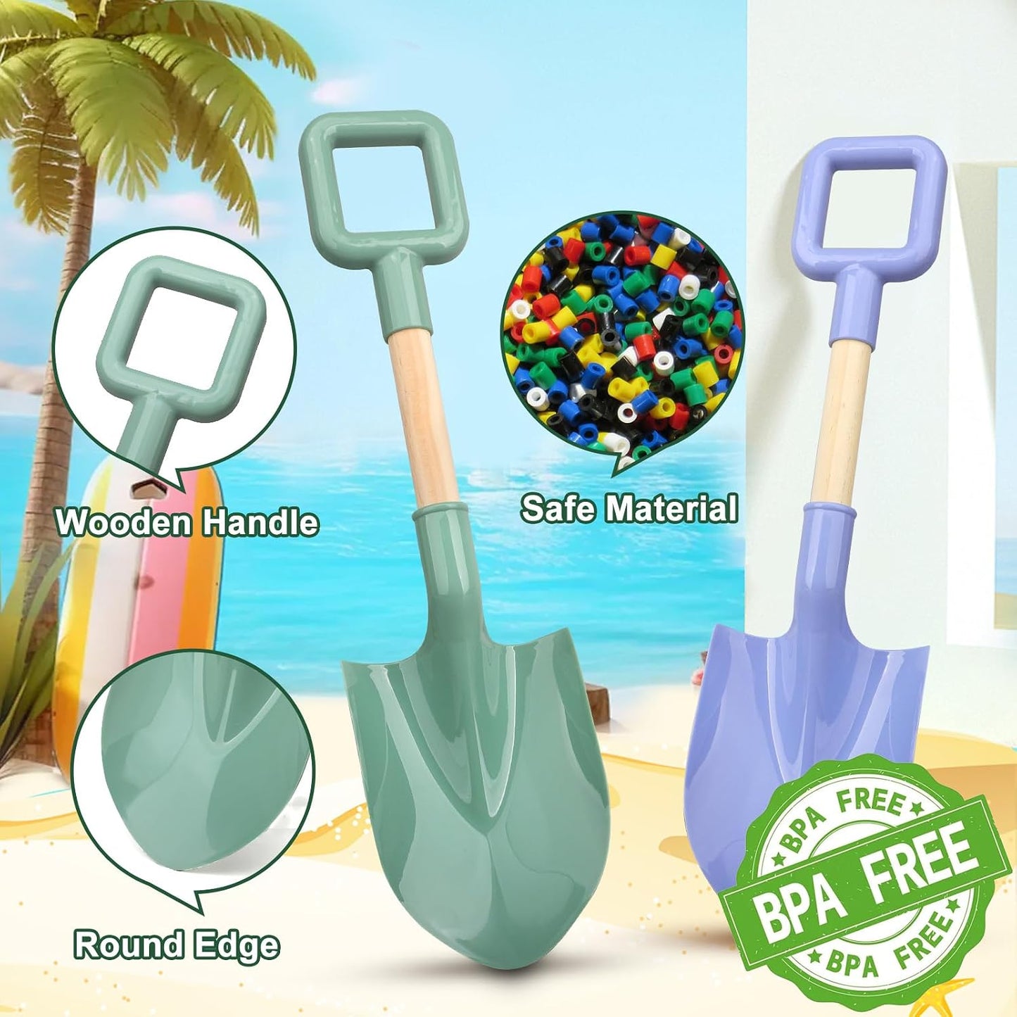 Pala arena madera 16" niños adultos jardinería 2 Uds