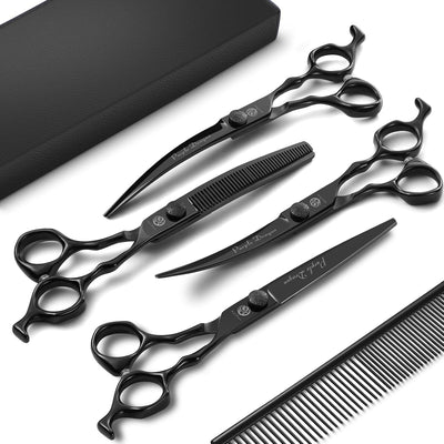 Set tijeras aseo perro 7pulg curvas rectas ajustables con