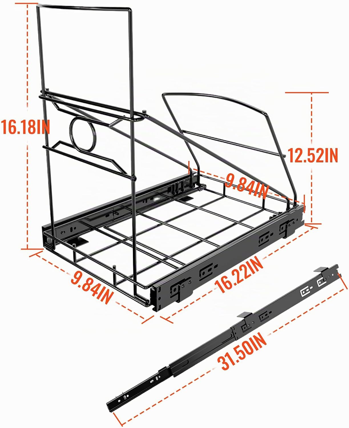 Soporte cubo basura acero inox ajustable 7-11gal negro