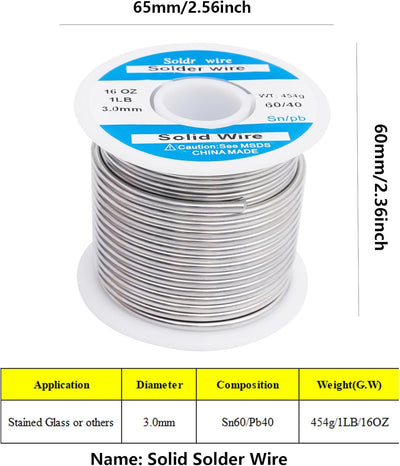 Alambre soldadura núcleo sólido 16oz para vidrieras