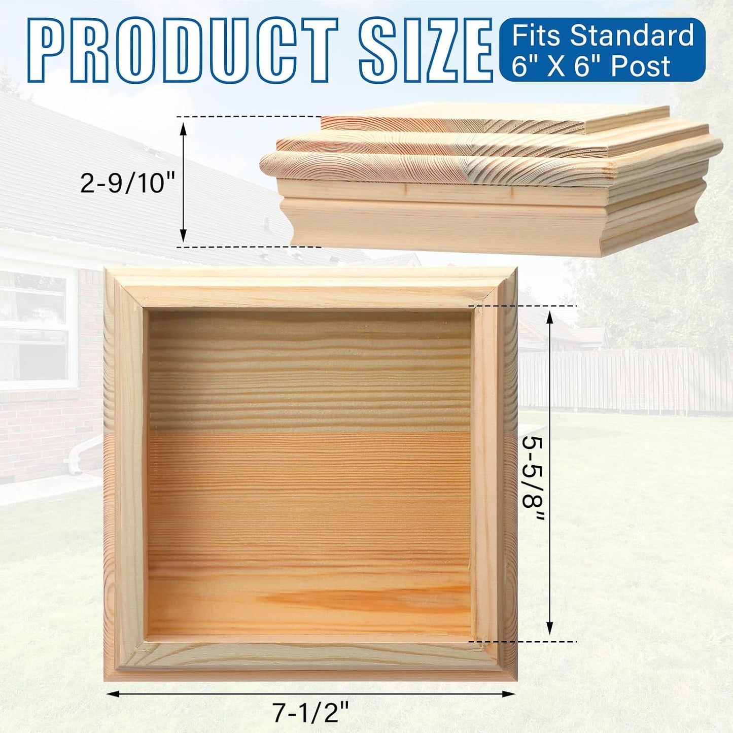 4 Tapas Madera Cedro 6x6pulg Protección Valla