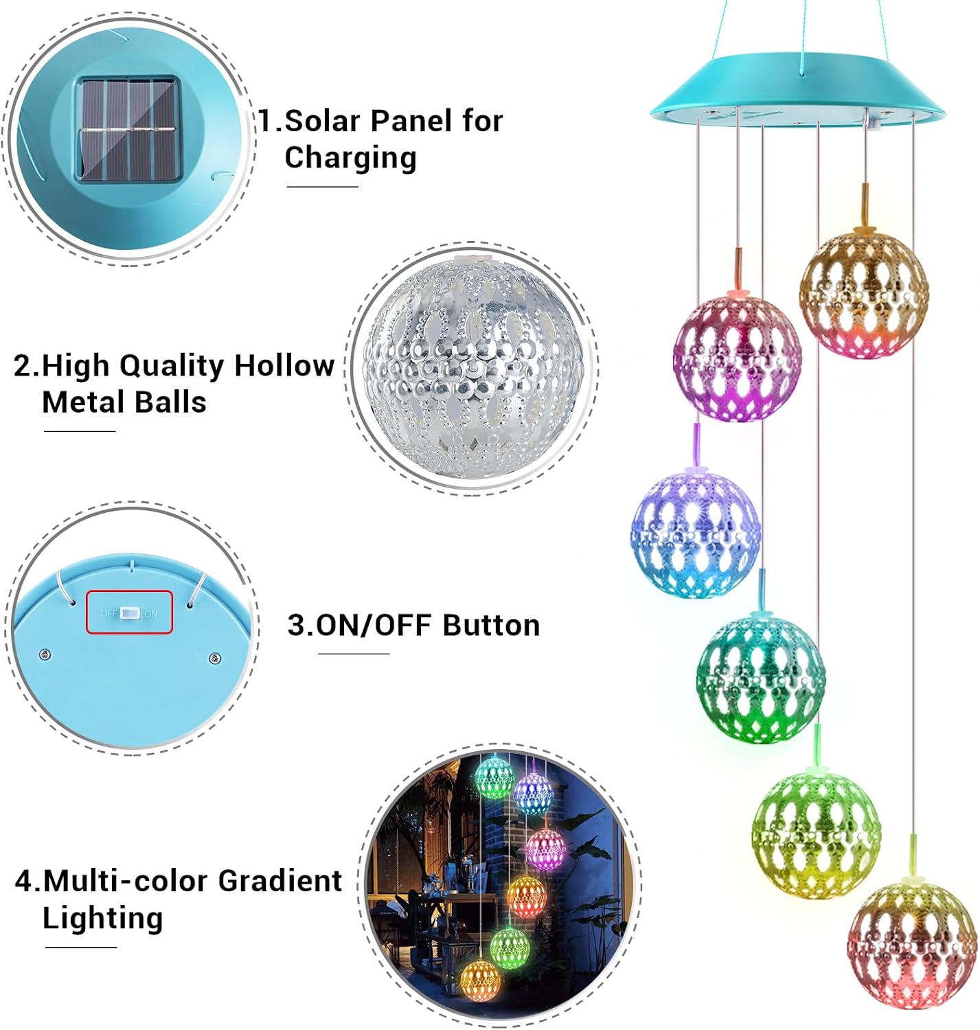 Bolas solares decorativas para exteriores luces de Navidad