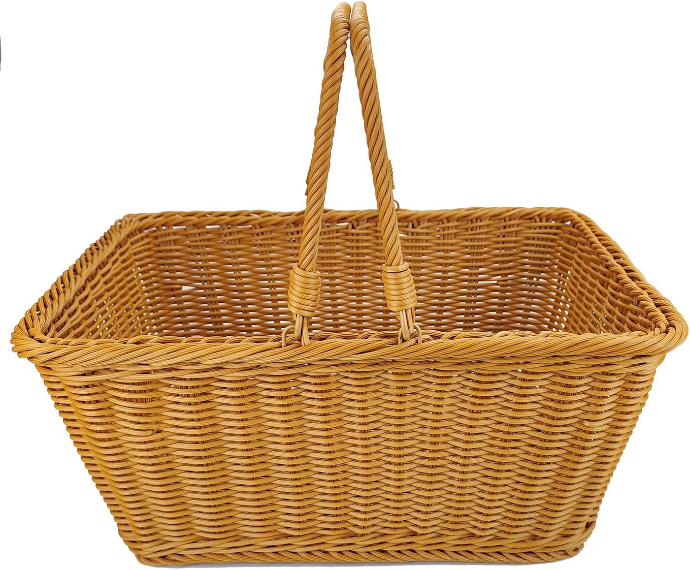 Cesta mimbre tejida a mano 15.8" para picnic