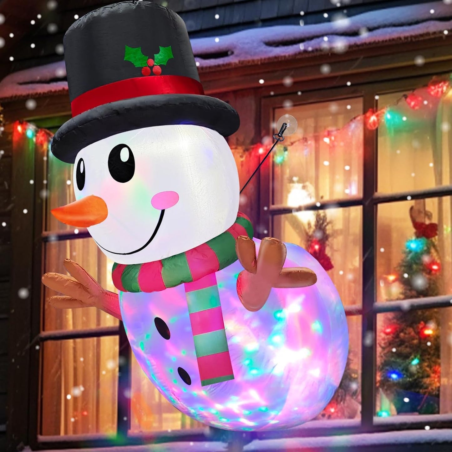 Luces giratorias muñeco nieve inflable 4pulg navideño
