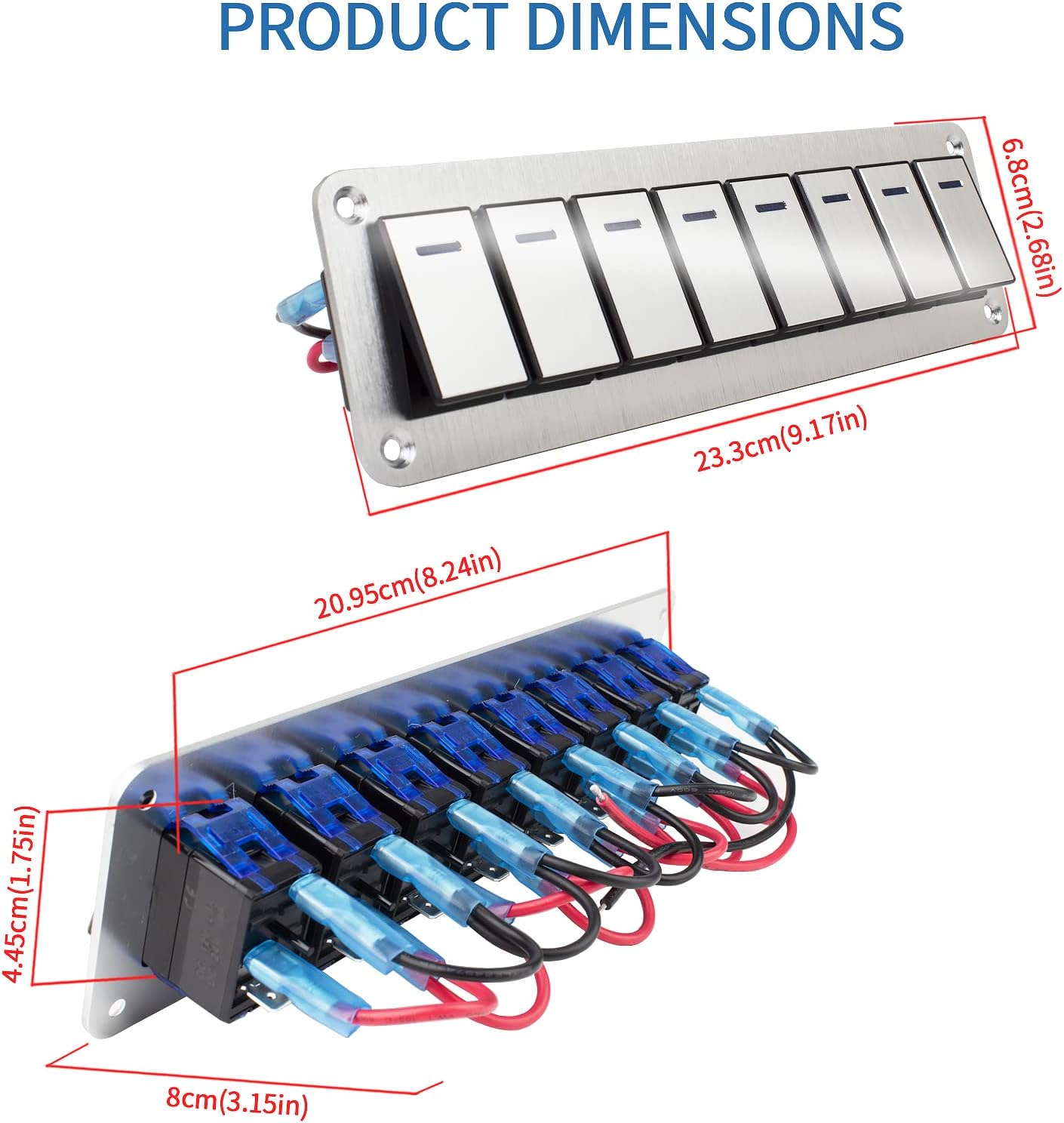 Panel interruptor basculante aluminio 12/24V 3 pines