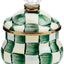 Azucarero con tapa esmaltada 10oz color verde y blanco