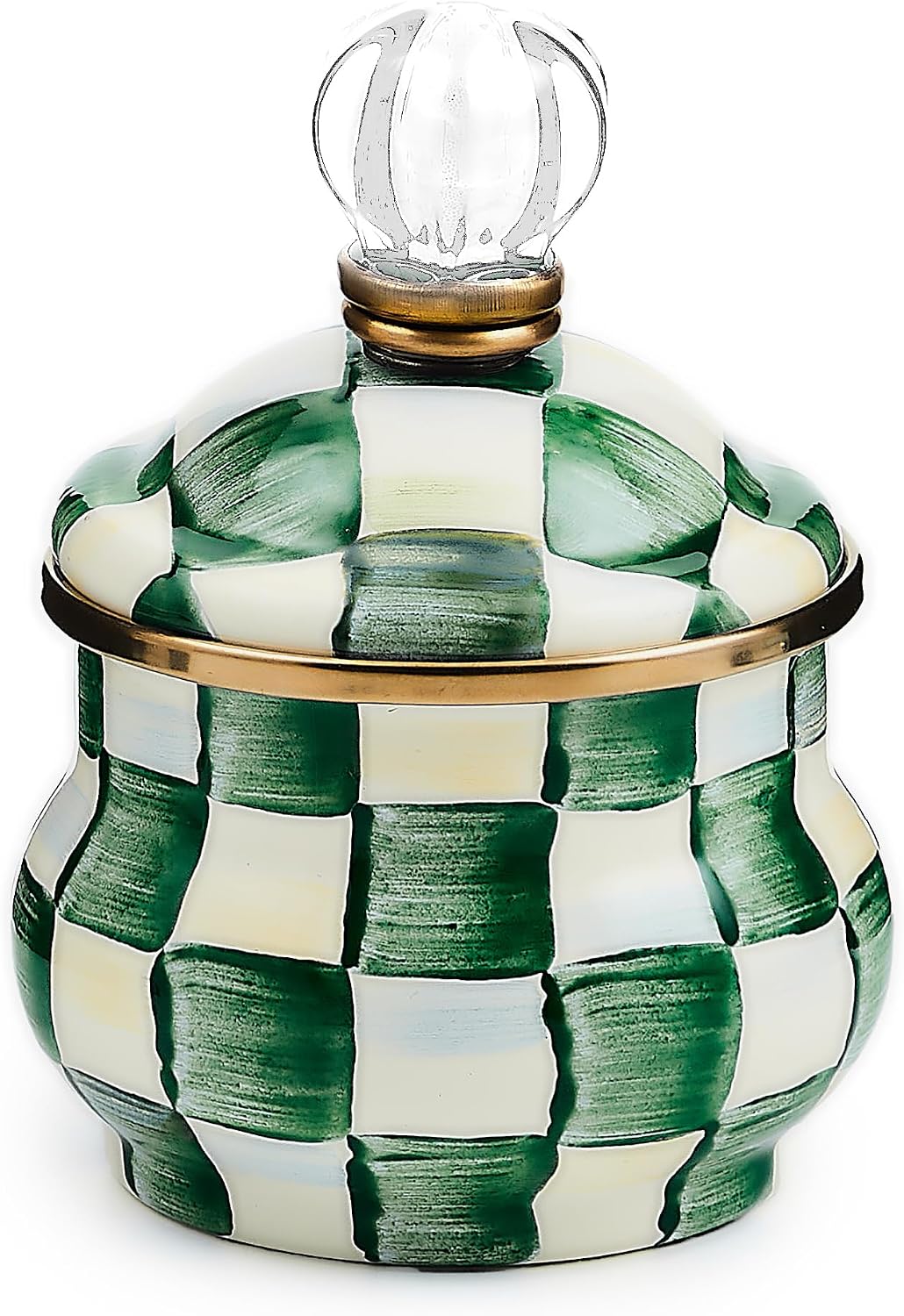 Azucarero con tapa esmaltada 10oz color verde y blanco