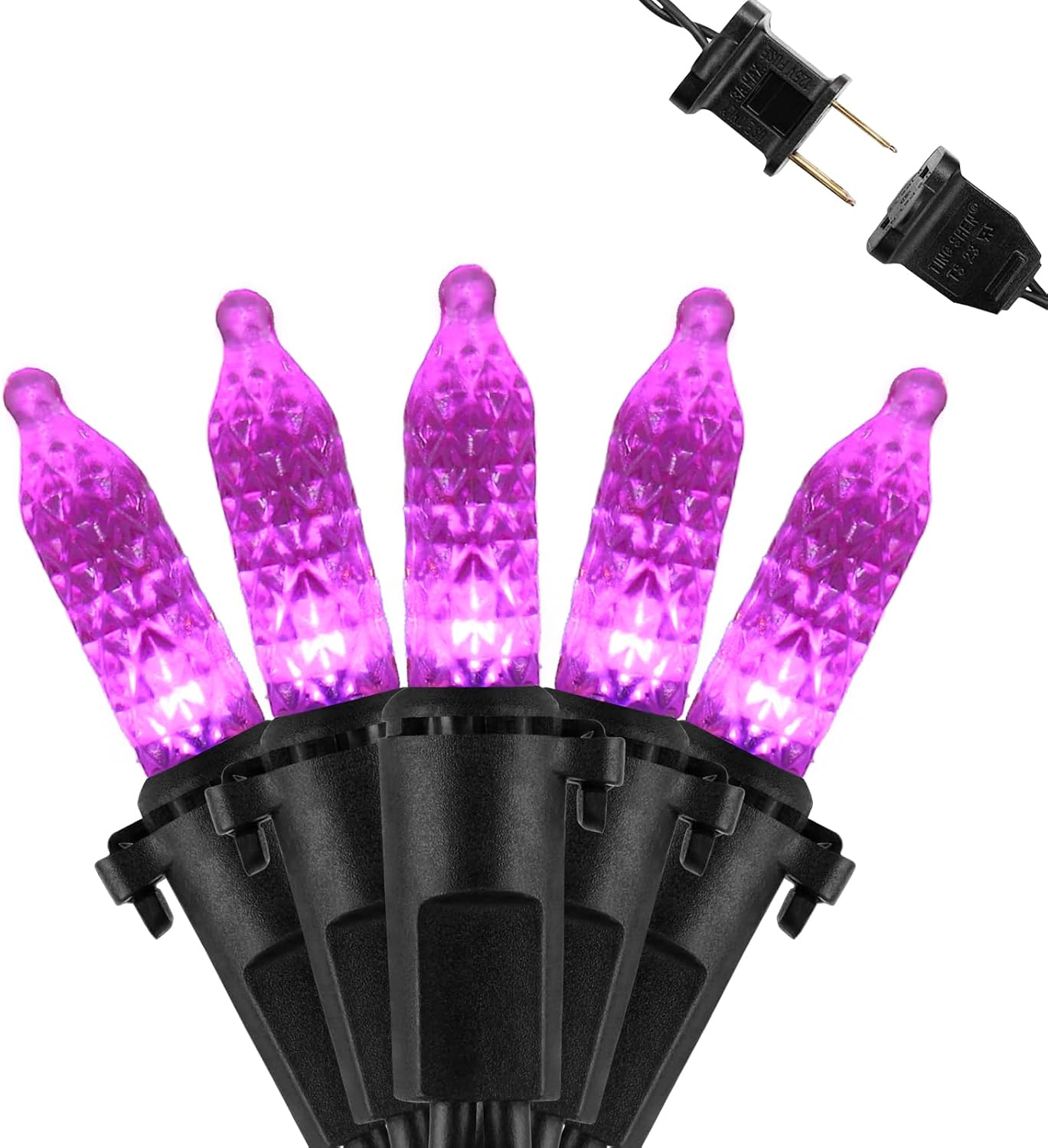 Guirnalda LED moradas 50 bombillas 18.6ft impermeables