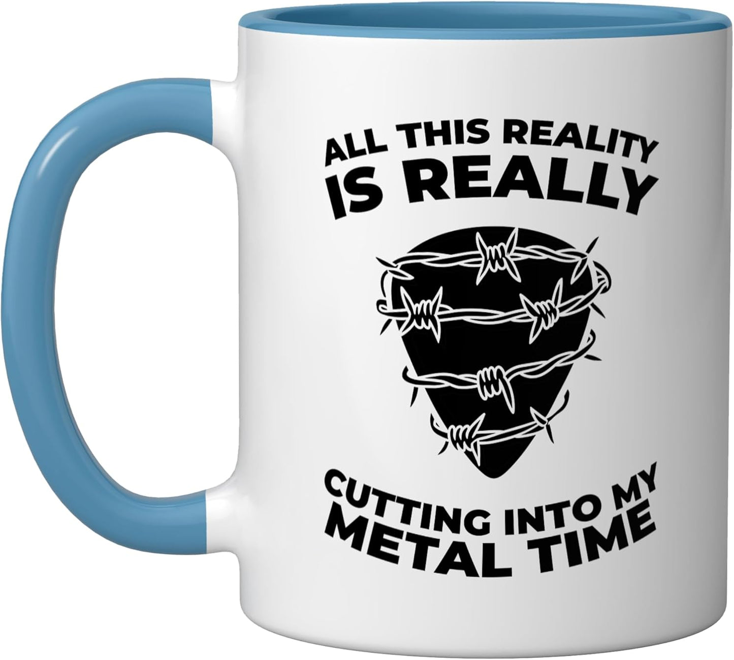 Taza Cerámica Rock Metal Azul/Blanco